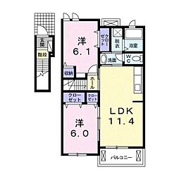 アンジュソレイユB 2LDKの間取図画像