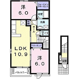 シャンドゥフルールC 2LDKの間取図画像