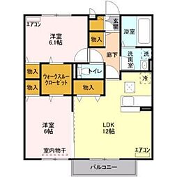 プランドール 2LDKの間取図画像