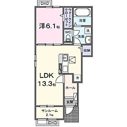 パラディ 1LDKの間取図画像