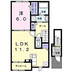 土浦市真鍋2丁目アパート 1LDKの間取図画像