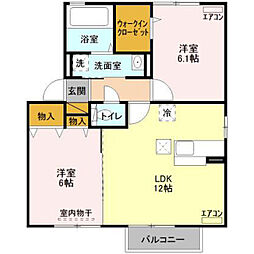 クラシオンB 2LDKの間取図画像