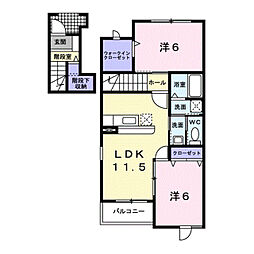 ラフィナート・パレB 2LDKの間取図画像