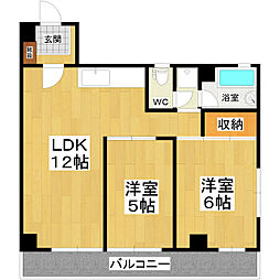フラーンジュ 2LDKの間取図画像