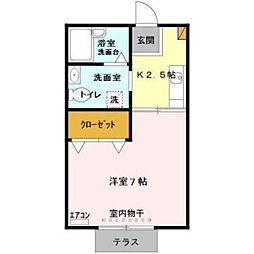 メゾンドノア 1Kの間取図画像