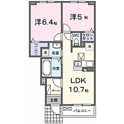 ポミエB 2LDKの間取図画像