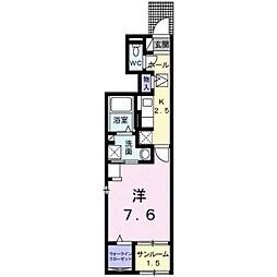 ラ・リーバンベルA 1Kの間取図画像
