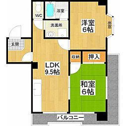 スカイハイツ川口 2LDKの間取図画像
