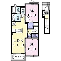 コリーナ木田余2 2LDKの間取図画像