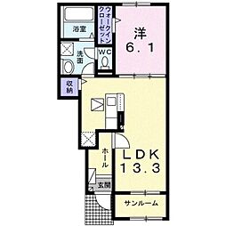 アミティエ 1LDKの間取図画像