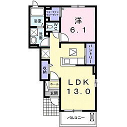 ボヌール・フラグランスC 1LDKの間取図画像