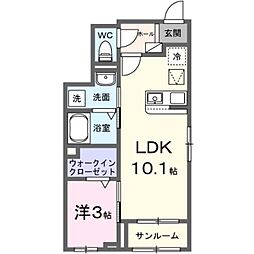 サンフルールI 1LDKの間取図画像