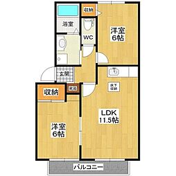 セジュール田中 2LDKの間取図画像