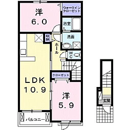 シャンドゥフルールC 2LDKの間取図画像