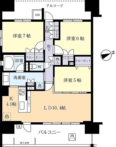 レーベンリヴァーレ竹園レジデンス1104号室 1104｜茨城県つくば市竹園1丁目(賃貸マンション3LDK・11階・70.97㎡)の写真 その2