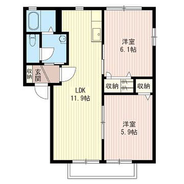 グリーンコートＡ 0201｜茨城県常総市新石下(賃貸アパート2LDK・2階・50.78㎡)の写真 その2