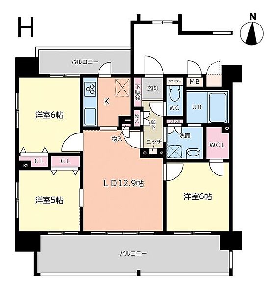 フロンティアききつII 1001｜長崎県諫早市多良見町化屋(賃貸マンション3LDK・10階・65.84㎡)の写真 その2