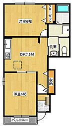 KCコーポ平山B 2DKの間取図画像