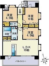 フロンティアききつ1 3LDKの間取図画像