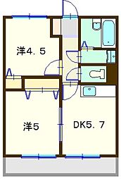 クレール泉 2DKの間取図画像