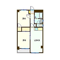 大塚第1マンション 2LDKの間取図画像
