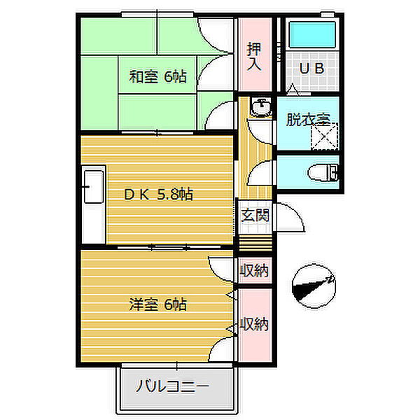 ファミール  北の森 201｜富山県富山市高畠町1丁目(賃貸アパート2DK・2階・42.60㎡)の写真 その2