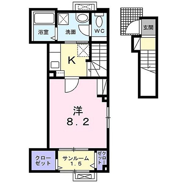 シャルマン・カメリア B201｜富山県富山市太郎丸本町2丁目(賃貸アパート1K・2階・36.14㎡)の写真 その2