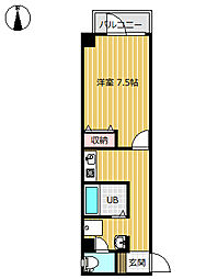リブ諏訪川原 1Kの間取図画像