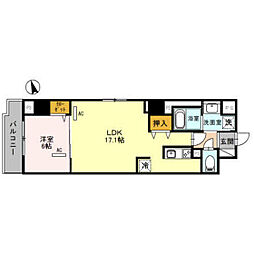 カーサ大手町 6階1LDKの間取り