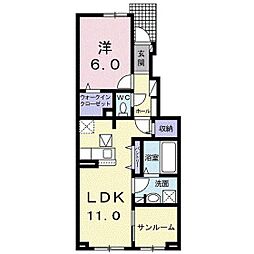 Iネット7 B 1階1LDKの間取り