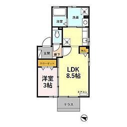 ディールームときわ台A 1LDKの間取図画像