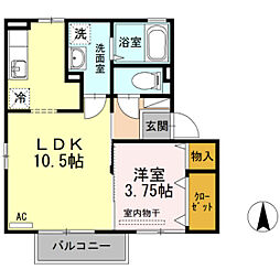ウィルモア上飯野B棟 1LDKの間取図画像