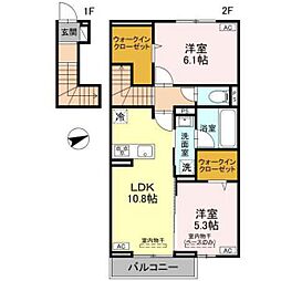 コーネル久方II 2LDKの間取図画像