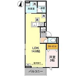 コタージュ七番館 1LDKの間取図画像