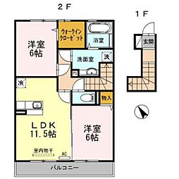 ジュネス向新庄A 2LDKの間取図画像