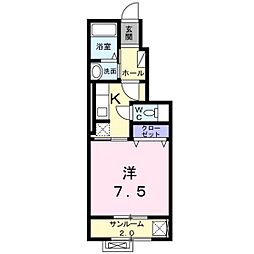 リアンドミール 1LDKの間取図画像