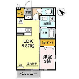 ボンヴィラージュ 1LDKの間取図画像