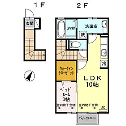 D-room新庄 1LDKの間取図画像