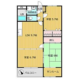 フロラシオン来夢 3LDKの間取図画像