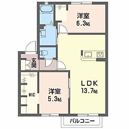 プリムラ奥井 2LDKの間取図画像