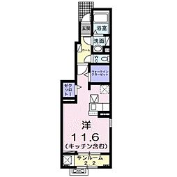 アイキューブ北代 ワンルームの間取図画像
