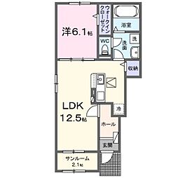 ル・ボートン 1LDKの間取図画像