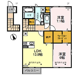 グランストリーツB 2LDKの間取図画像