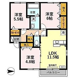メロディー 3LDKの間取図画像