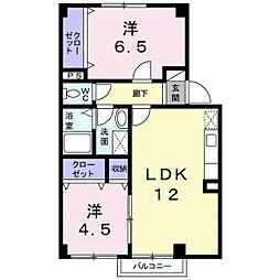 ライジングサンB 2LDKの間取図画像