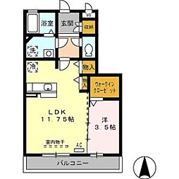 メゾングラーブル 1LDKの間取図画像