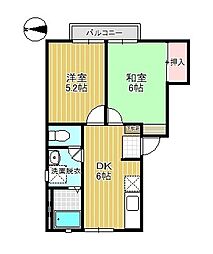 コーポあるぷす 2DKの間取図画像
