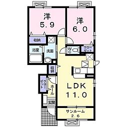メイク・レジェンドC 2LDKの間取図画像