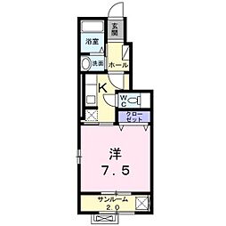 グランデ常盤台 1Kの間取図画像