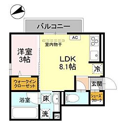 ツインリーフ 1LDKの間取図画像